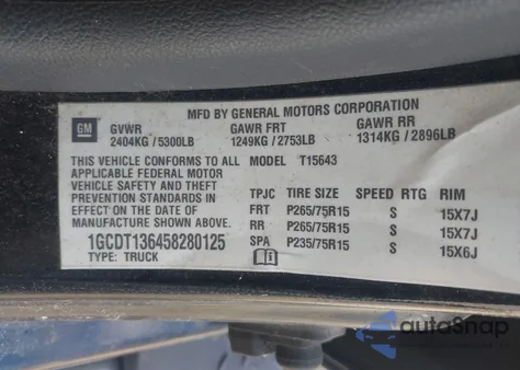 2005 Chevrolet Colorado Ls z USA, uszkodzony, nr VIN 1GCDT136458280125